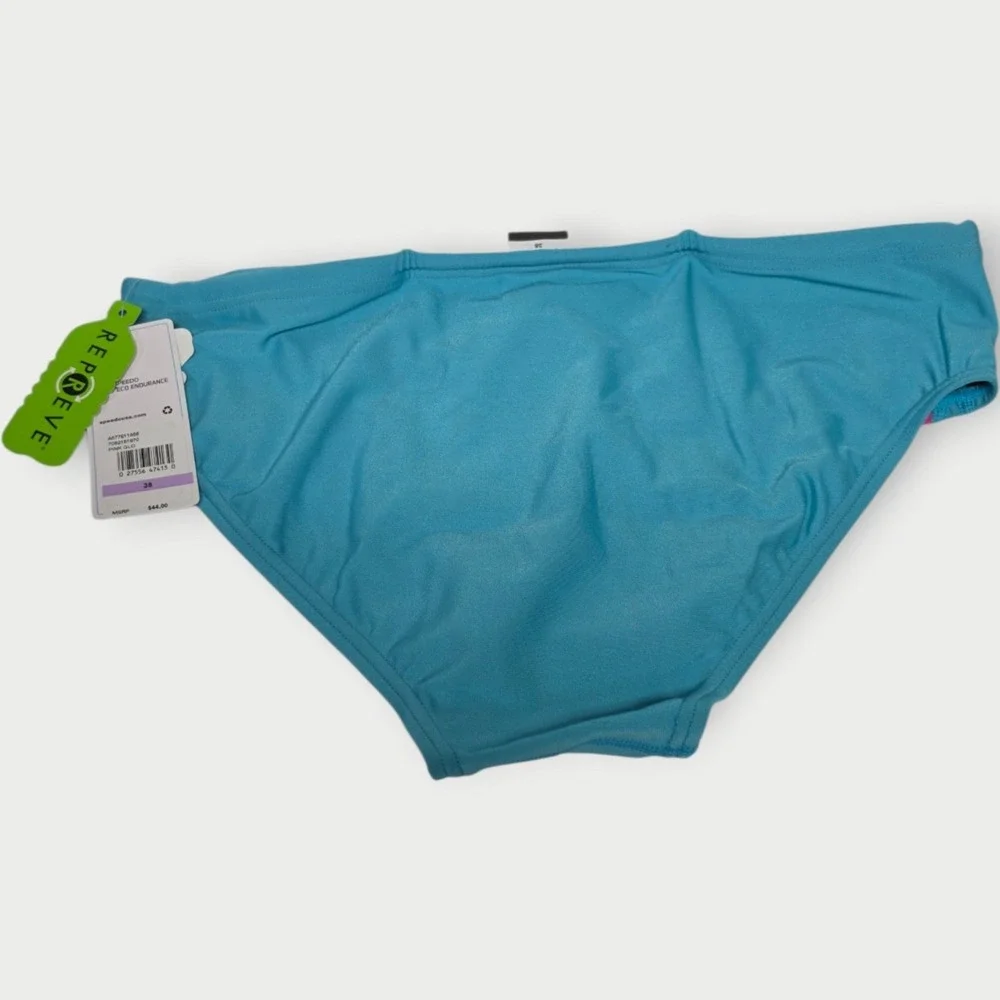 NEW Speedo Swim Brief Size 38 Pink Glo Color Block NWT Tags Blue Orange